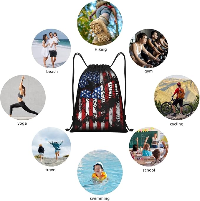 Eagle Outline Drawstring Backpack American Flag Gym Drawstring Bag Patriotic Gift for Independence Day Veterans Day Memorial Day, 4th of July Party Favor Goodies Storage Bags, 3112036