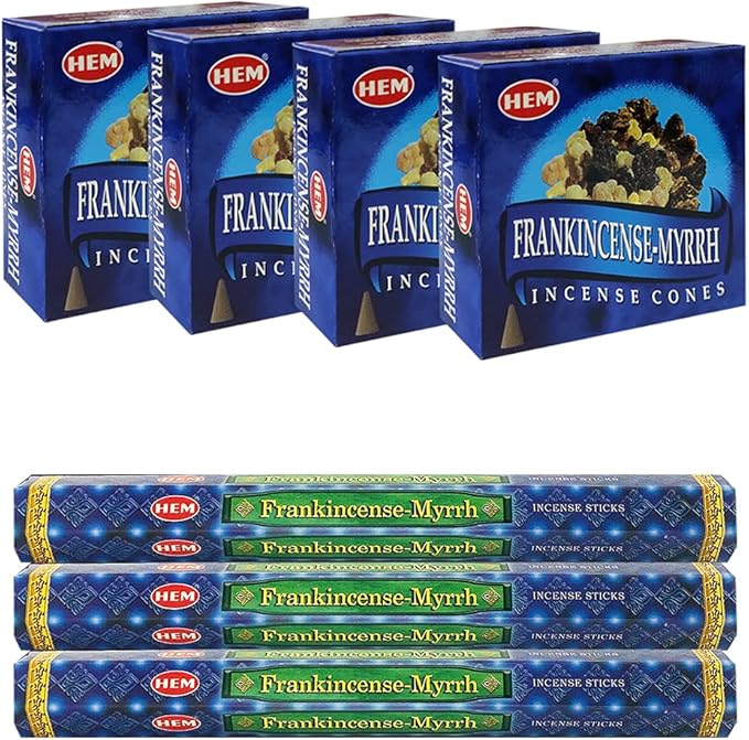 Frankincense & Myrrh Incense Sticks and Cone Incense Holder Bundle insence insense inscents insienso