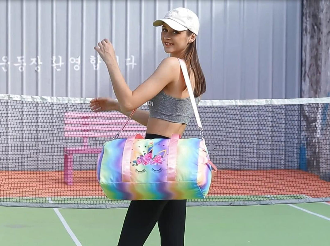 BLUBOON Duffle Bag Girls Kids Cute Gym Bag with Shoes Compartment & Wet Separation Waterproof Sports Overnight Travel Bag Dance Bag