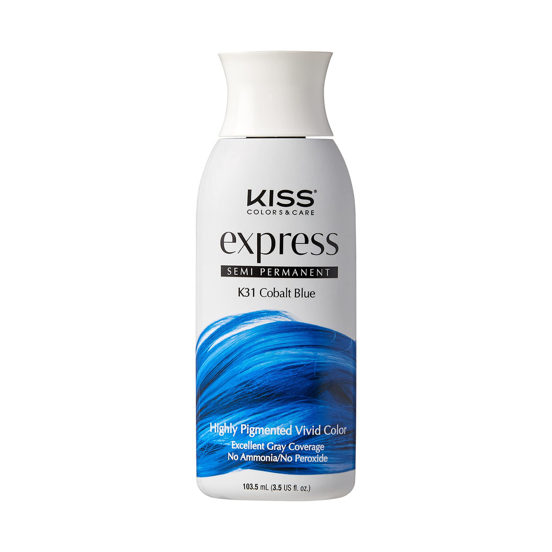 Kiss Express Semi-Permanent Hair Color 100Ml (3.5 Us Fl.Oz) (1 Count, Cobalt Blue)