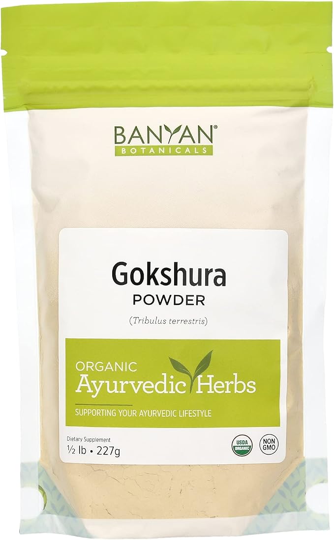 Banyan Botanicals Gokshura Powder– Organic Tribulus Terrestris Fruit – Rejuvenating Tonic for Kidney & Adrenal Health, Stress, and Male Vitality* – ½lb. – Non-GMO Fair for Life Fair Trade Certified
