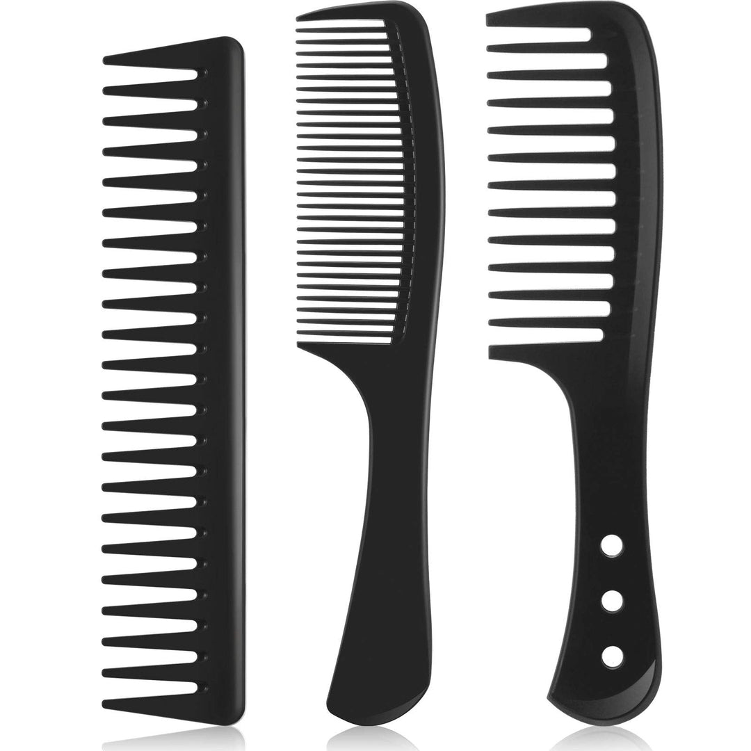Patelai 3 Pieces Wide Tooth Detangling Hair Comb Styling Set, Carbon Fiber Styling Cutting Comb Anti Static Heat Resistant For W