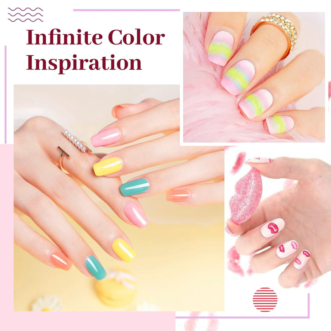 23-Piece Colorful Gel Nail Polish Kit | Classic Matte & Glossy Top Coats