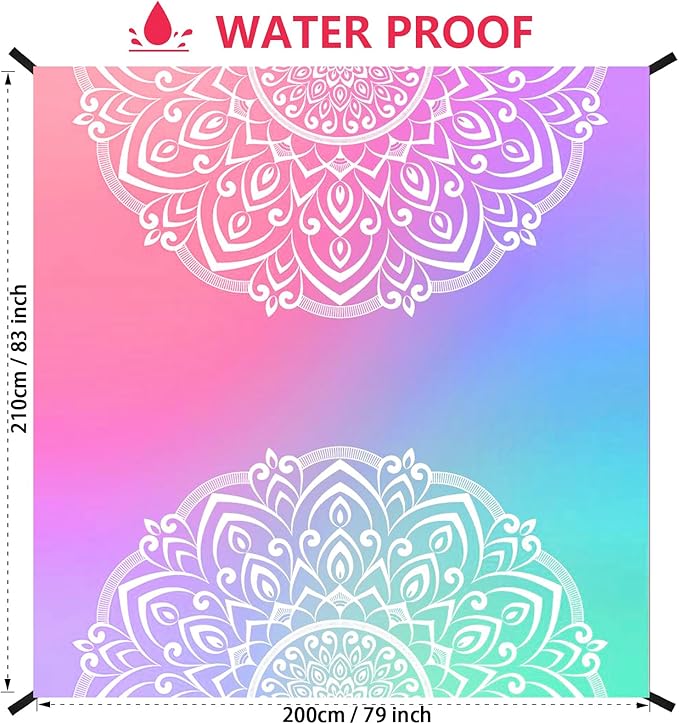 Beach Blanket Waterproof Sandproof Extra Large Beach Mat 79" X 83"/120"x108"for 1-8 Adults Quick Drying Durable Outdoor Picnic Mat for Beach Travel Camping Hiking