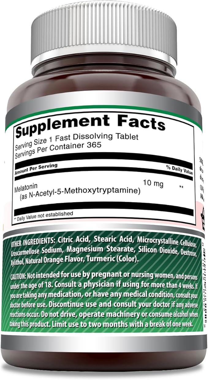 Amazing Formulas Melatonin Fast Dissolve 10 Mg Tablets | Non-GMO | Gluten Free | Made in USA (365 Count | Citrus)