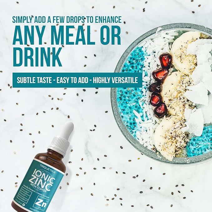 Ionic Zinc Plus Copper Liquid Concentrate 240 Servings, Glass Bottle, Vegan - Balanced Ratio of Zinc Copper - Supports Immunity, Brain Thyroid (2 oz.)