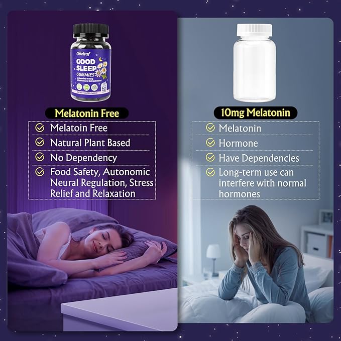 Non-Melatonin Sleep Aid Gummies - Fall Asleep Faster with L-Theanine, Magnesium & Herbal Blend, 60 Vegan Gummies for Adults, Reduces Nighttime Overthinking