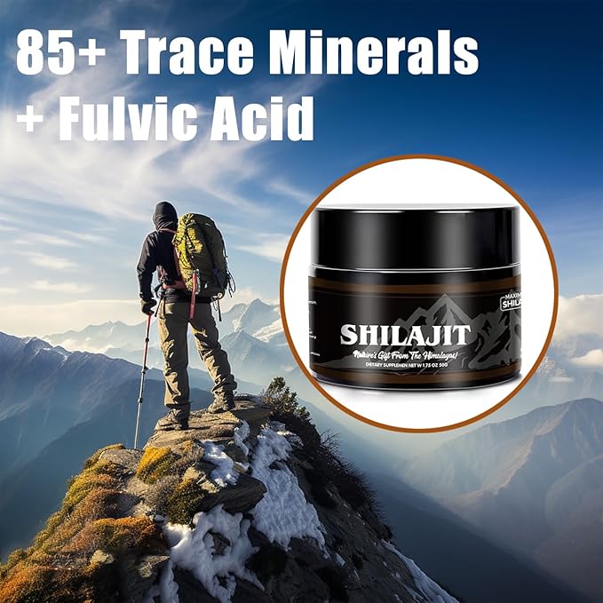 Pure Shilajit Organic Resin - 800mg High Potency Natural Shilajit with 85+ Trace Minerals & Fulvic Acid for Energy, Immune Support, Men & Women, 50g
