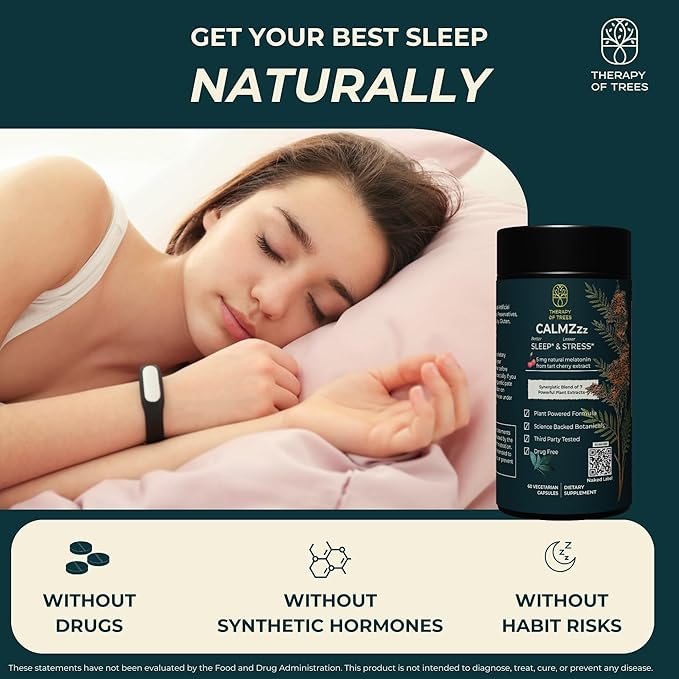 Advanced Sleep Aid with Melatonin and 7 Super Plants | Non-Habit Forming, 100% Natural Sleep Supplement | Only Plants Nothing Else, Natural Sleep Aids for Adults | Melatonin 5mg (Pack of 2)