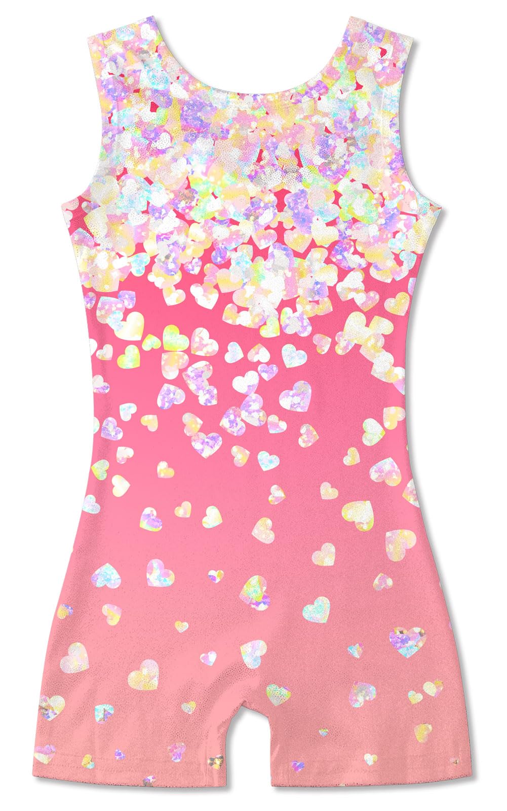 TUONROAD Lovely Heart Printed Tumbling Leotard Pretty Gymnastics Unitard Girls Biketard Outfit Sleeveless Dancewear for Ballet Sport 5-6T
