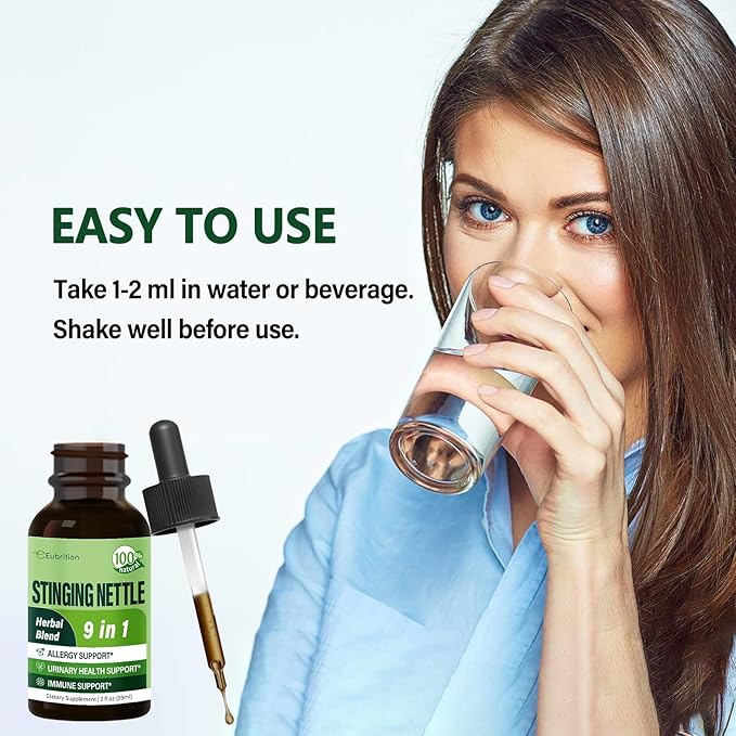 Herbal Drops, Extract with Stinging Nettle Quercetin Turmeric for Allergy Support, Urinary Health & Immunity. 2oz