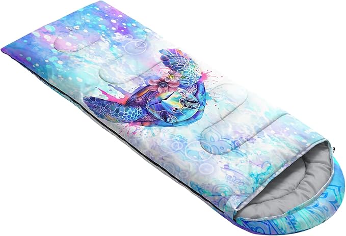 AILONEN Kids Floral Cat Camping Sleeping Bags,Lightweight & Waterproof,3 Season Warm & Cool Weather,Kawaii Kitten Sleeping Bags for Girls Adults,Travelling,Outdoors