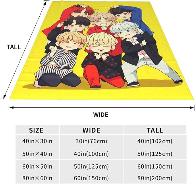 Blanket 50"X60" Soft and Comfortable Warm Fleece Throw Full Picture of Idol Group Blankets Yoga Blankets Beach Blanket Picnic Blankets for Dorm Room Decor Sofa Bed Camping Travel All Season