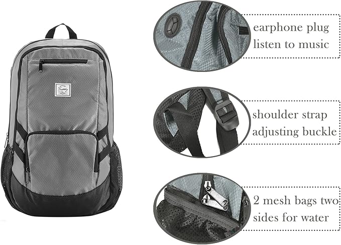 25L Lightweight Packable Backpack Handy Water Resistant Foldable Bag for Travel Camping Outdoor (Gray)