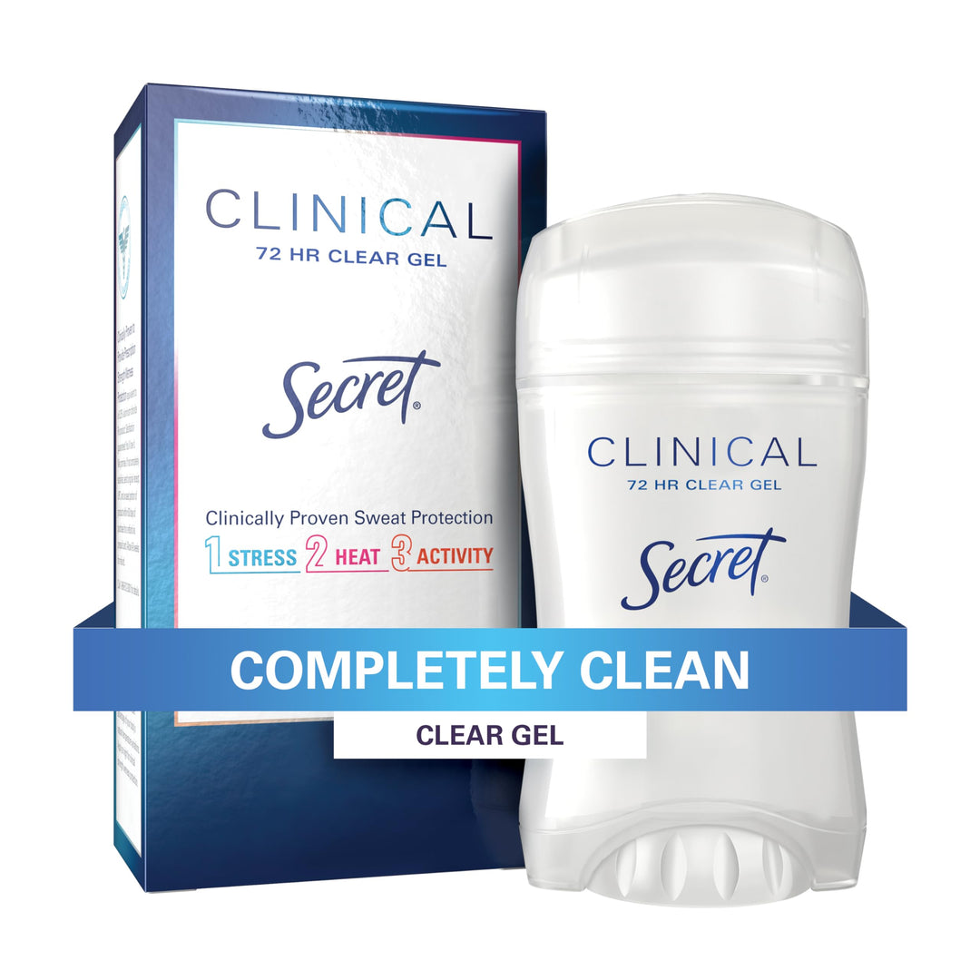 Secret Clinical Strength Clear Gel Women'S Antiperspirant & Deodorant Completely Clean Scent 1.6 Oz, 1.600 Fluid Ounce