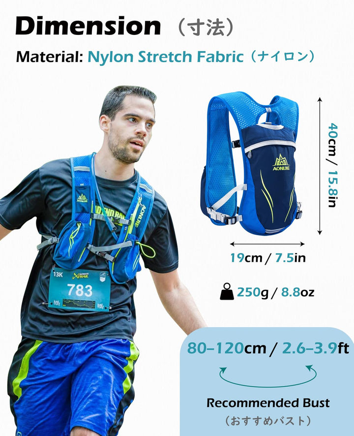 TRIWONDER Hydration Pack Backpack 5/5.5L Hydration Running Vest for Cycling, Running, Marathoner, Hiking (02 Black&Grey 5.5L - with 1.5L Water Bladder, One Size)