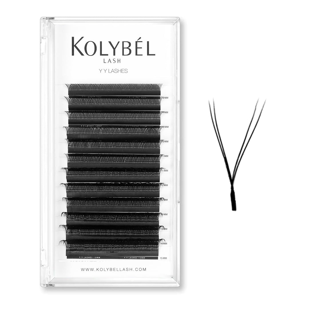 Kolybel Yy Eyelashes Extension Lashes Y Shaped 0.07Mm C Curl 11Mm Single Tray Lash Extension Easy Premade Fans 2D Soft Matte Bla