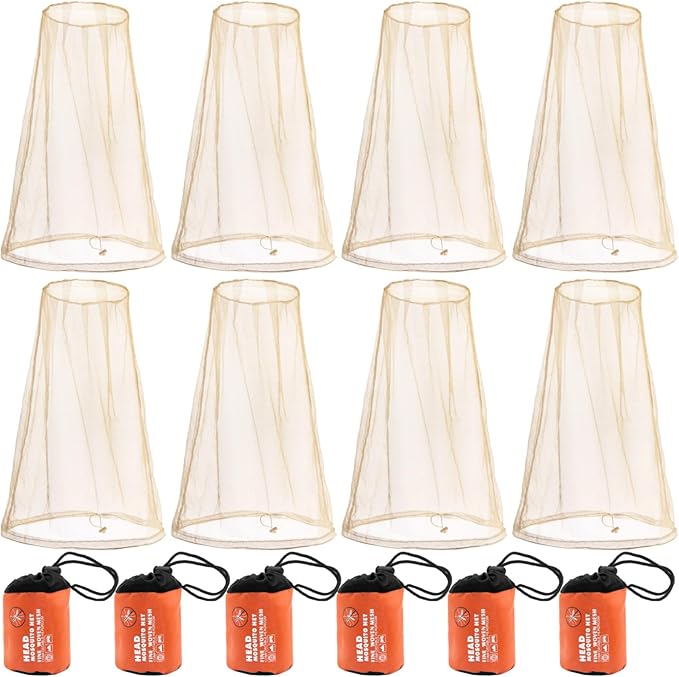 Wholelovein 8 Pack Mosquito Covers Wearable Head Net Face Mesh Protecting Net Mosquito Fly Insects Bugs