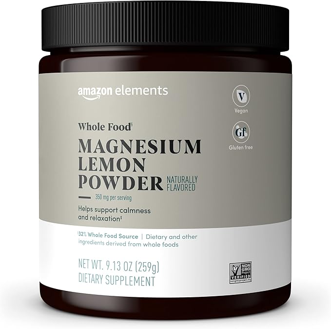 Amazon Elements Whole Food Magnesium Lemon Powder, 9.13 Ounce (Pack of 1) (70 servings)