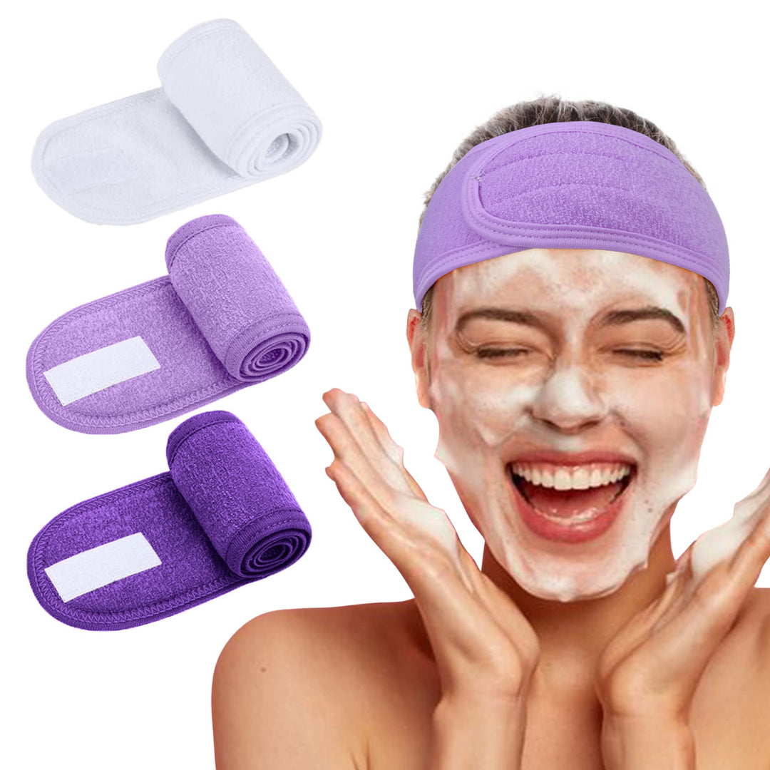 Lades Face Washing Skincare Headband - Terry Cloth Adjustable Face Wash Headbands For Make Up,Spa Faicla Mask