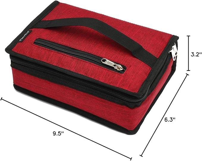 FlowFly Small Insulated Lunch box Portable Soft Bag Mini Cooler Thermal Meal Tote Kit with Handle for Work & School, Red