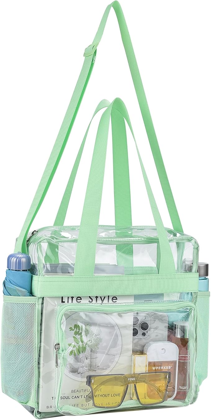 USPECLARE Clear Tote Stadium Approved, Security Travel & Gym Clear Bag for Work Sports Games Concerts