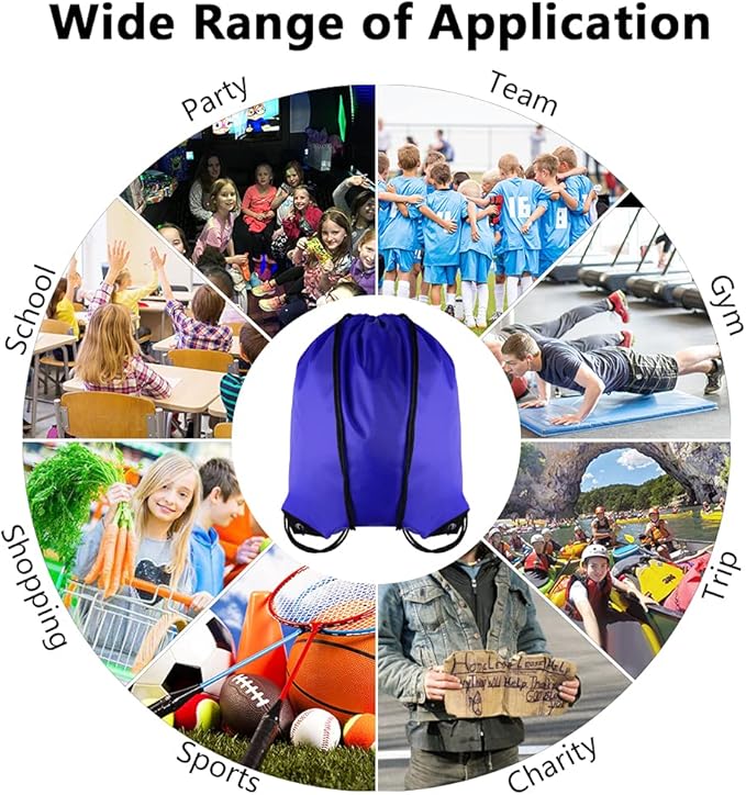 GoodtoU Drawstring Backpacks, Bags Bulk Nylon Backpack Draw String Back Bag Cinch Sack Gym Bag for Sport, Traveling, Team (Blue, 20Pcs)