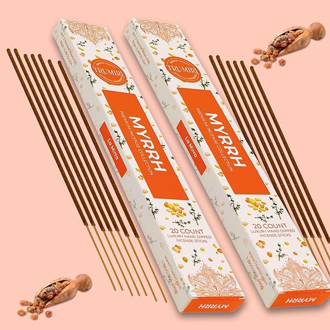 Myrrh Incense Sticks - Incienso de Mirra - Total 40 Insence-Sticks - Dual Pack of 20 Insense - Inciensos - Inscents - Natural Non Toxic Ingredients - Incents - Incence - Inscense