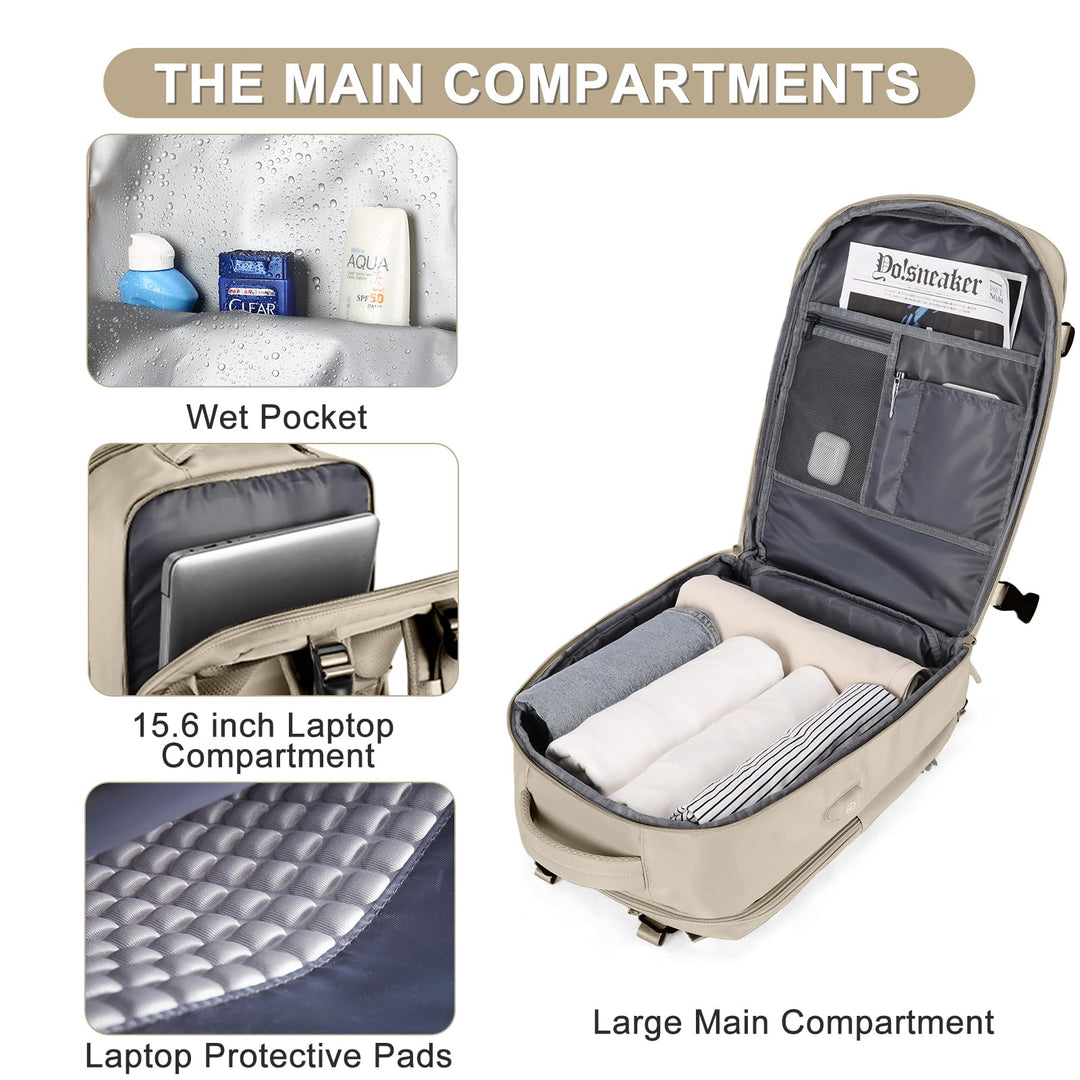 coofay Large Travel Backpack For Women Men Airline Approved Carry On Backpack Flight Approved Waterproof Sports Luggage Backpack Casual Daypack Hiking Backpack