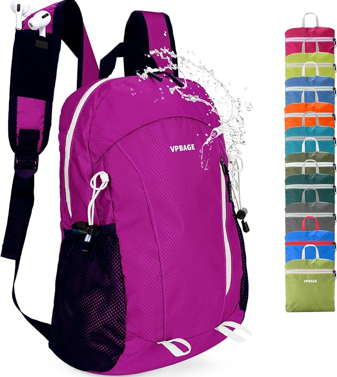 15L Water-resistant Hiking Daypack, Small Backpack Travel Outdoor, Lightweight Day Pack with Tool Loops