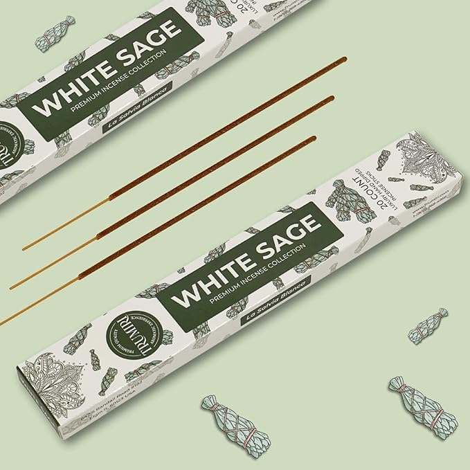 White Sage Incense Sticks for Cleansing - Total 40 Insence-Sticks - Dual Pack of 20 Insense - Inciensos - Inscents - Natural Non Toxic Ingredients - Incents - Incence - Inscense - Insents