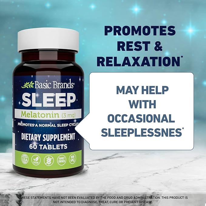 Sleep Melatonin, 3mg, Natural Sleep Support (Pack of 2)