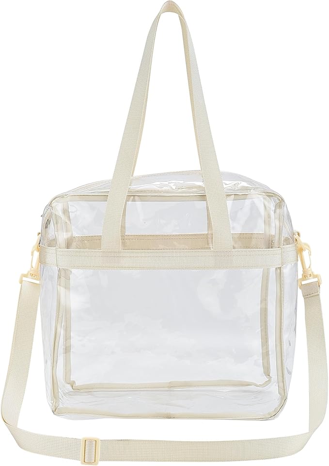 USPECLARE Clear Tote Stadium Approved, Security Travel & Gym Clear Bag for Work Sports Games Concerts