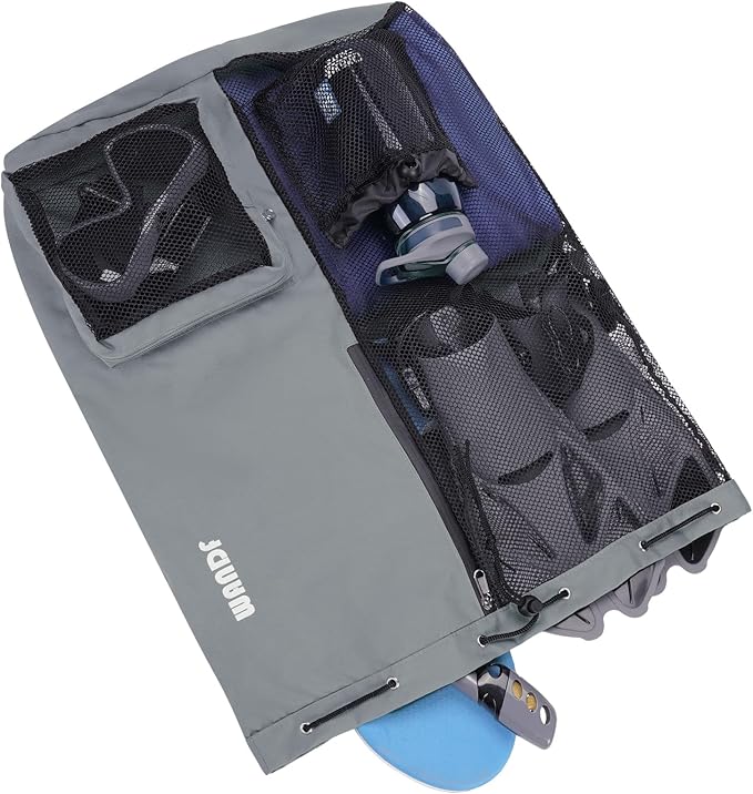 WANDF Swim Bag Mesh Drawstring Backpack with Wet Pocket for Swimming, Gym, and Workout Gear