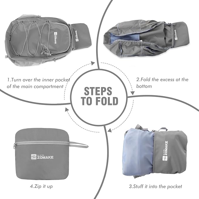 ZOMAKE Lightweight Packable Backpack 28L, Foldable Backpacks Water Resistant Collapsible Day Bag Light Daypack for Hiking