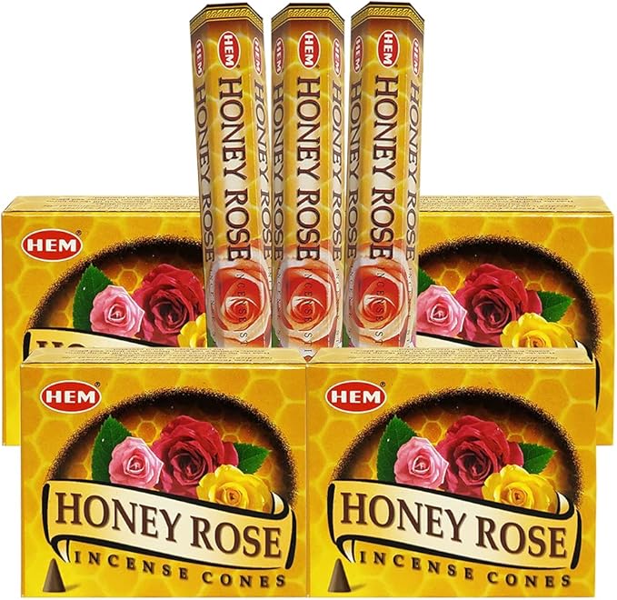 Honey Rose Incense sticks and cone incense holder variety pack bundle insence insense insienso