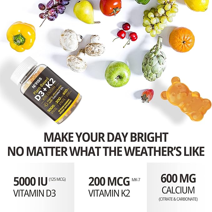 NEVISS 1Pack Liposomal Vitamin C 1000mg Gummies + 1Pack Vitamin D3 5000iu Gummies