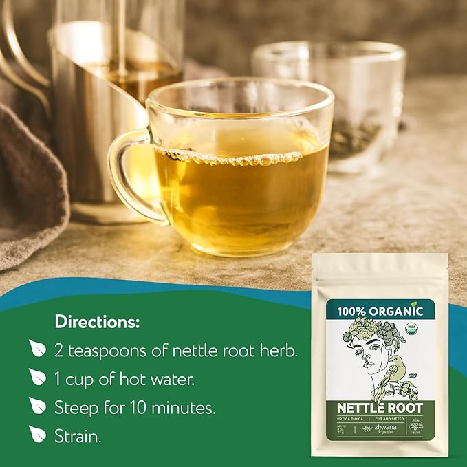 Organic Stinging Nettle Root Tea for Men's Health (4oz.) - Supports Prostate Health, Hormonal Balance & Energy - Make Herbal Infusions, Extract, Tinctures, Oils - Té de Raíz de Ortiga