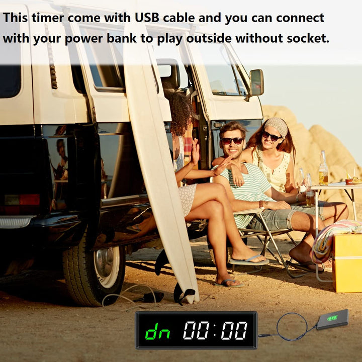 BTBSIGN LED Interval Workout Timer Count Down/Up Clock Stopwatch with Remote for Home Gym Fitness White