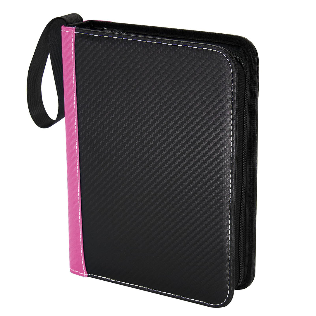 MaoKea Card Binder For Card 4-Pocket Sleeves with 440 Cards Holder,Game Collection Binder Card Holder Of Fit for TCGcard album,game card Yugioh Trading Sports Cards (Pink and black)