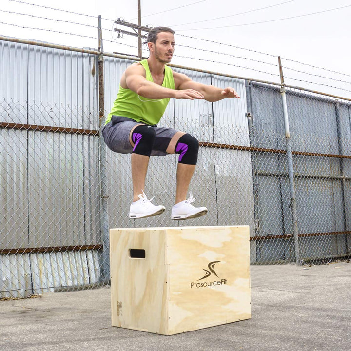 ProsourceFit Fit 3-in-1 Wood Plyometric Jump Box for Agility, Vertical Jump Training & Plyo Workouts, Sizes 24/20/16 & 30/24/20