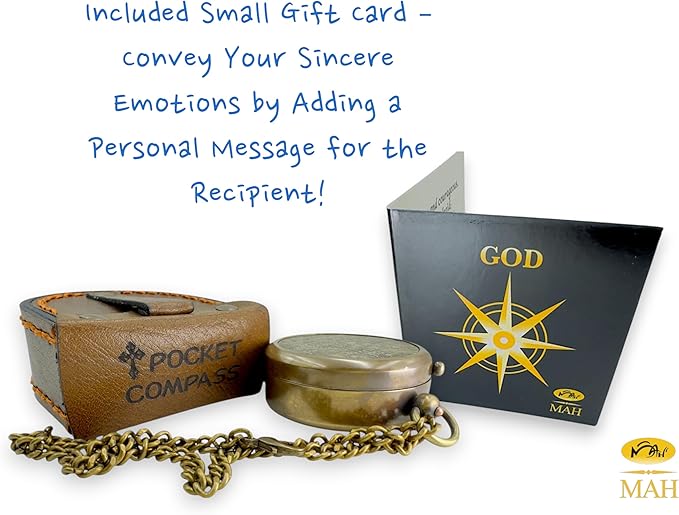 Bible Verse Brass Compass – “Be Strong and Courageous” (Joshua 1:9) | Christian Gift for Graduation, Baptism, Confirmation – Religious Keepsake for Boys, Girls, Teens, Men, Pastors & Church Events