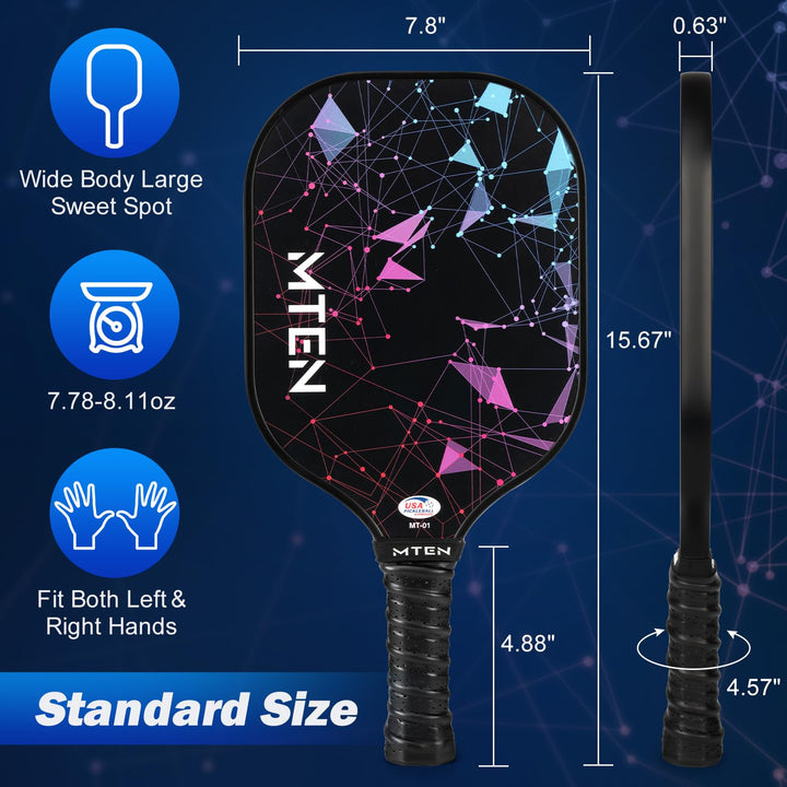 Pickleball Paddles, USAPA Approved Fiberglass Surface Pickleball Set with Pickleball Rackets, Portable Carry Bag, Grip Tapes, Pickle Ball Paddle Set for Men Women