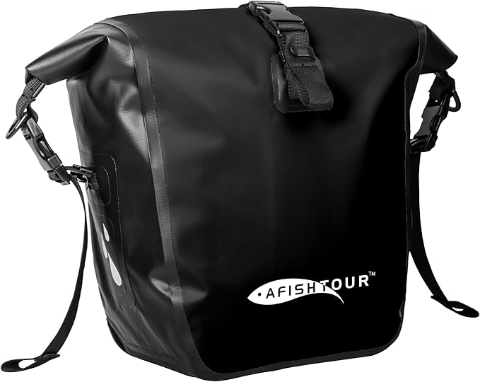 Waterproof Bike Pannier - 15L Saddle Bag for Bicycles Rear Rack - Bike Bag for Grocery, Laptop (Black, 1 PCS)