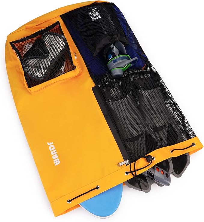 WANDF Swim Bag Mesh Drawstring Backpack with Wet Pocket for Swimming, Gym, and Workout Gear