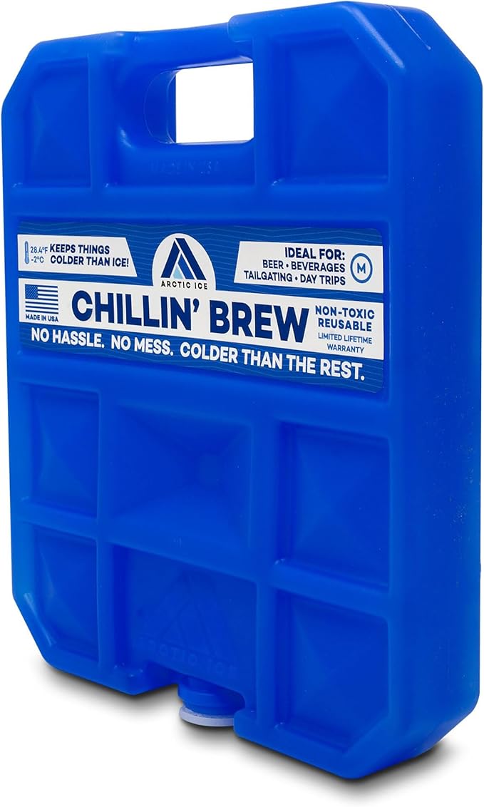 Arctic Ice Chillin' Brew Series Long Lasting Reusable Ice Pack - Freezes at 28° Fahrenheit - Designed to Keep Beverages Colder Than Ice