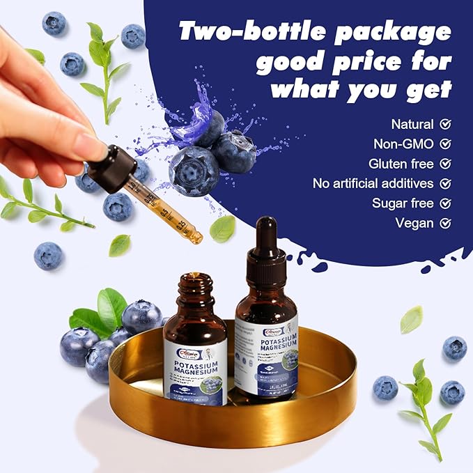 2 Pack Potassium Magnesium Supplement Liquid - High Absorption Calm Magnesium Complex & Potassium Plus Calcium, Vitamin D3, Zinc for Leg Cramps & Bone & Energy & Immune Support - 4 Fl oz