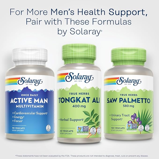 SOLARAY Tongkat Ali 400 mg - Longjack Tongkat Ali for Men - Herbal Support for Men's Health and Vitality - Vegan, Non-GMO, Lab Verified - 60 Servings, 60 VegCaps