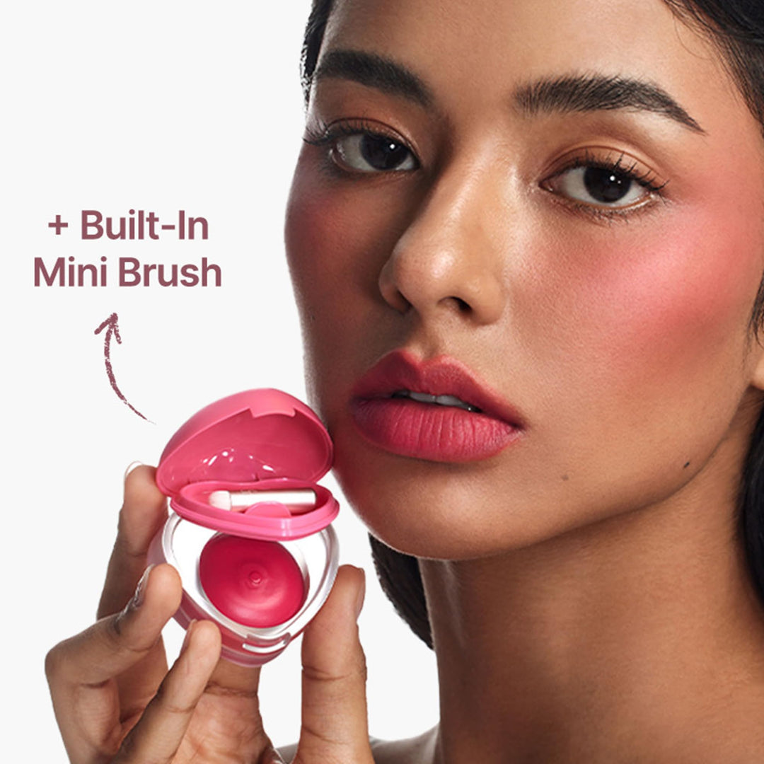 dasique Souffle Color Pot #11 Cherry Custard – Makeup Blush, Buildable Silky-Smooth Texture, Build-In Mini Brush, Multi-Use For Cheek and Lip