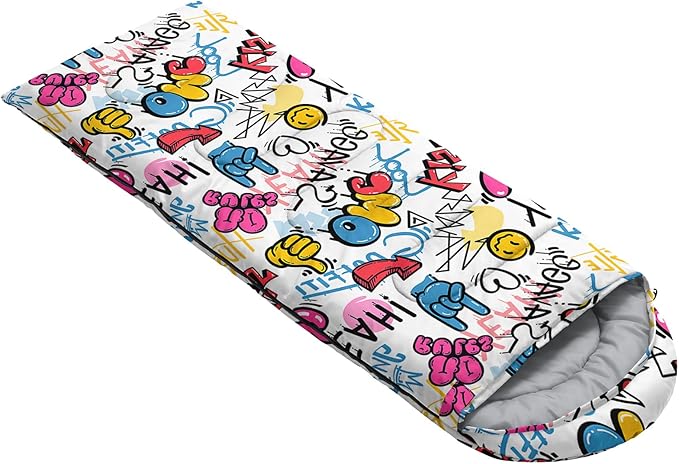 AILONEN Kids Floral Cat Camping Sleeping Bags,Lightweight & Waterproof,3 Season Warm & Cool Weather,Kawaii Kitten Sleeping Bags for Girls Adults,Travelling,Outdoors
